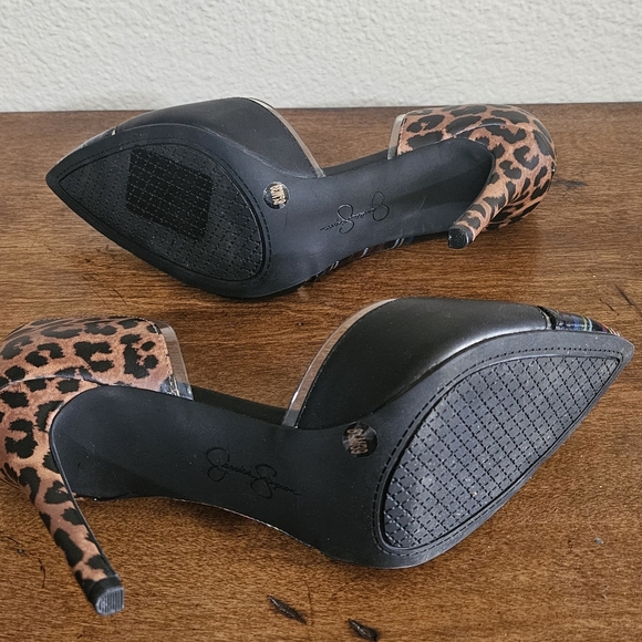 Jessica Simpson BRAND NEW Cheetah & Plaid Print with Clear Lining Stilettos - Picture 6 of 6